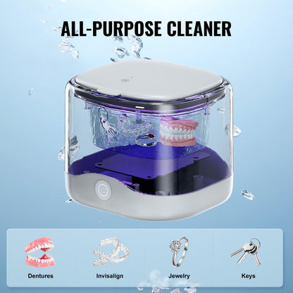 Ultrasonic Cleaner for Dentures 180ML Retainer Cleaner Machine with UV