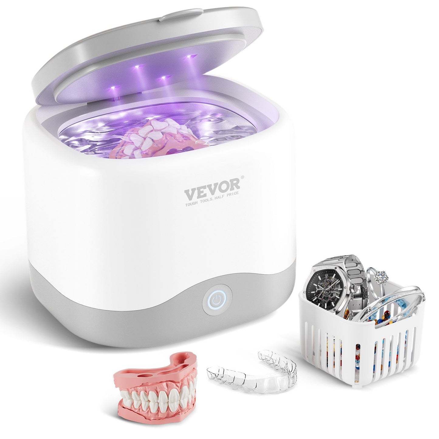 Ultrasonic Cleaner for Dentures 180ML Retainer Cleaner Machine with UV