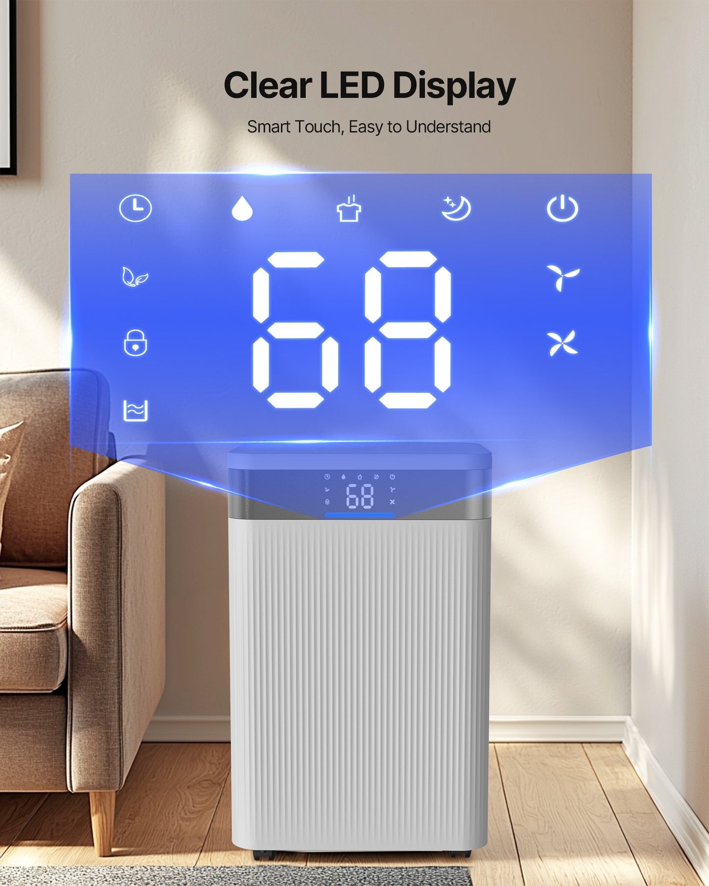 35 Pints Dehumidifier for Home & Basement, Drain Hose for Commercial & Industrial Use, Smart Humidity Control, Low Noise for Large Rooms, Warehouses, Bedrooms & Storage, Large Coverage,White