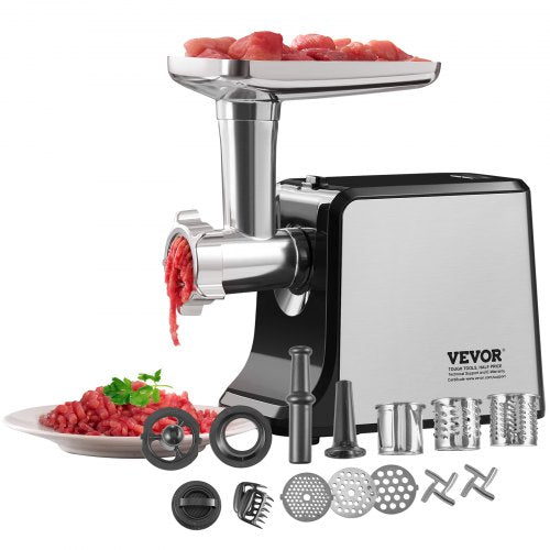 Meat Grinder, 3 Lbs/Min Capacity Electric Meat Grinders with Blade, Grinding Plate, Sausage Maker, Kubbe Kit, Burger Press, Chopper Attachment, Stainless Steel Meat Mincer for Home Kitchen