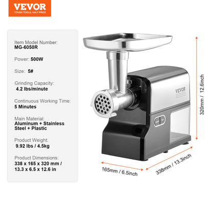 Meat Grinder, 4.2 Lbs/Min Capacity Electric Meat Grinders with Blade, Grinding Plate, Sausage Maker, Kubbe Kit, Burger Press, Chopper Attachment, Stainless Steel Meat Mincer for Home Kitchen