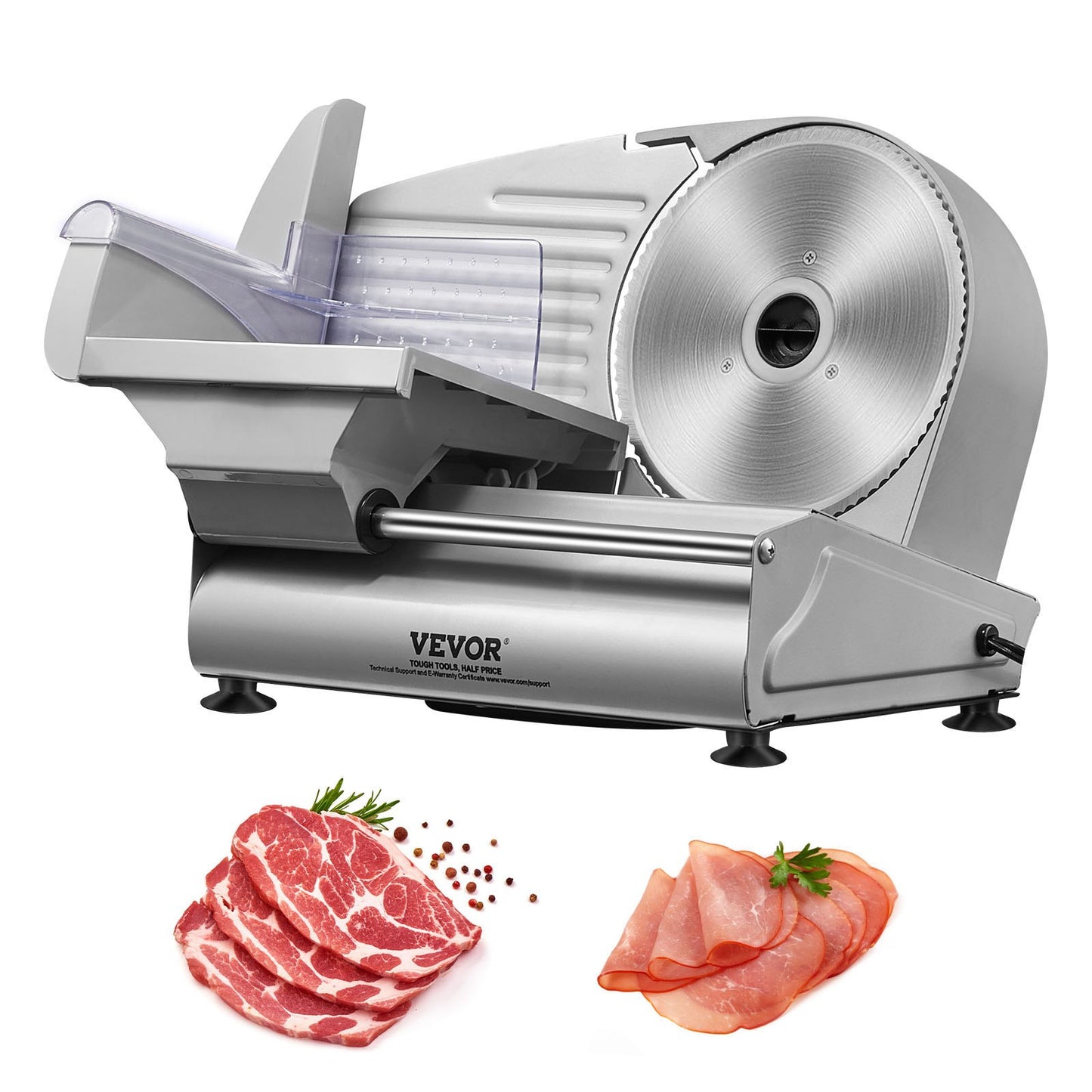 Meat Slicer, 180W Electric Deli Food Slicer with 7.5" SUS420 Stainless Steel Blade and Blade Guard, 0 - 0.6 Inch Adjustable Thickness for Home Use, Easy to Clean, Cut Meat, Bread, Ham and Cheese