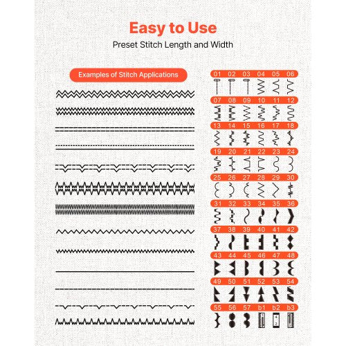 Computergesteuerte Nähmaschine Digitale Nähmaschine 60 Stichanwendungen | EU