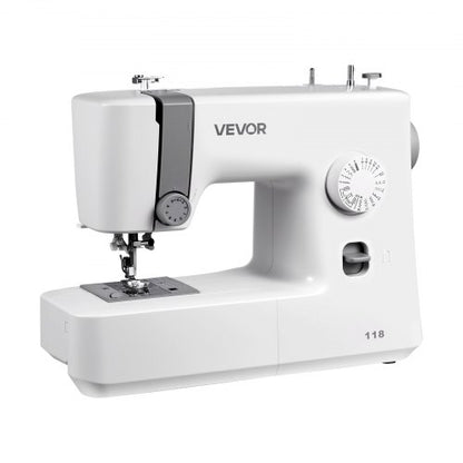 Sewing Machine, 18 Stitch Applications, with LED Light and Foot Pedal, Simple Dial Control, Interior Metal Frame, Lightweight and Portable Beginner Sewing Machine for Adults Crafts and Mending