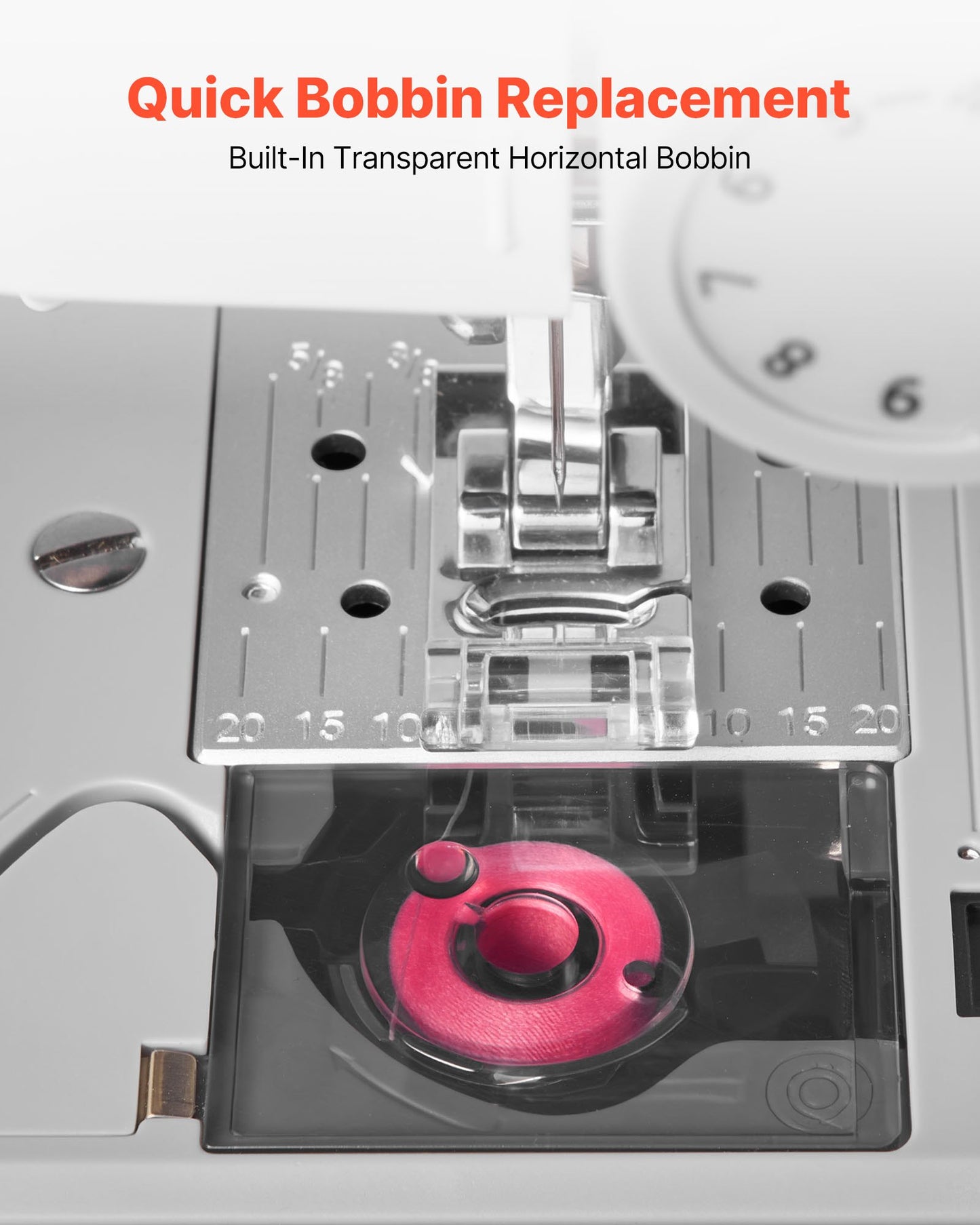 Sewing Machine, 18 Stitch Applications, with LED Light and Foot Pedal, Simple Dial Control, Interior Metal Frame, Lightweight and Portable Beginner Sewing Machine for Adults Crafts and Mending