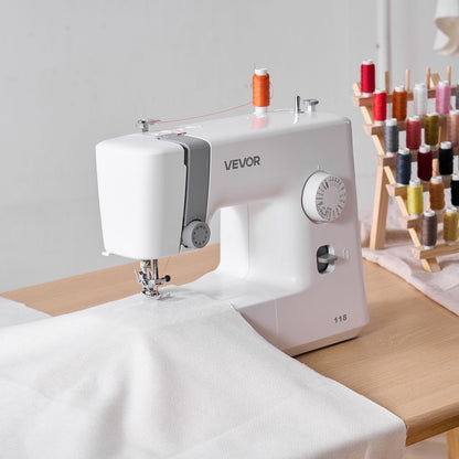 Sewing Machine, 18 Stitch Applications, with LED Light and Foot Pedal, Simple Dial Control, Interior Metal Frame, Lightweight and Portable Beginner Sewing Machine for Adults Crafts and Mending