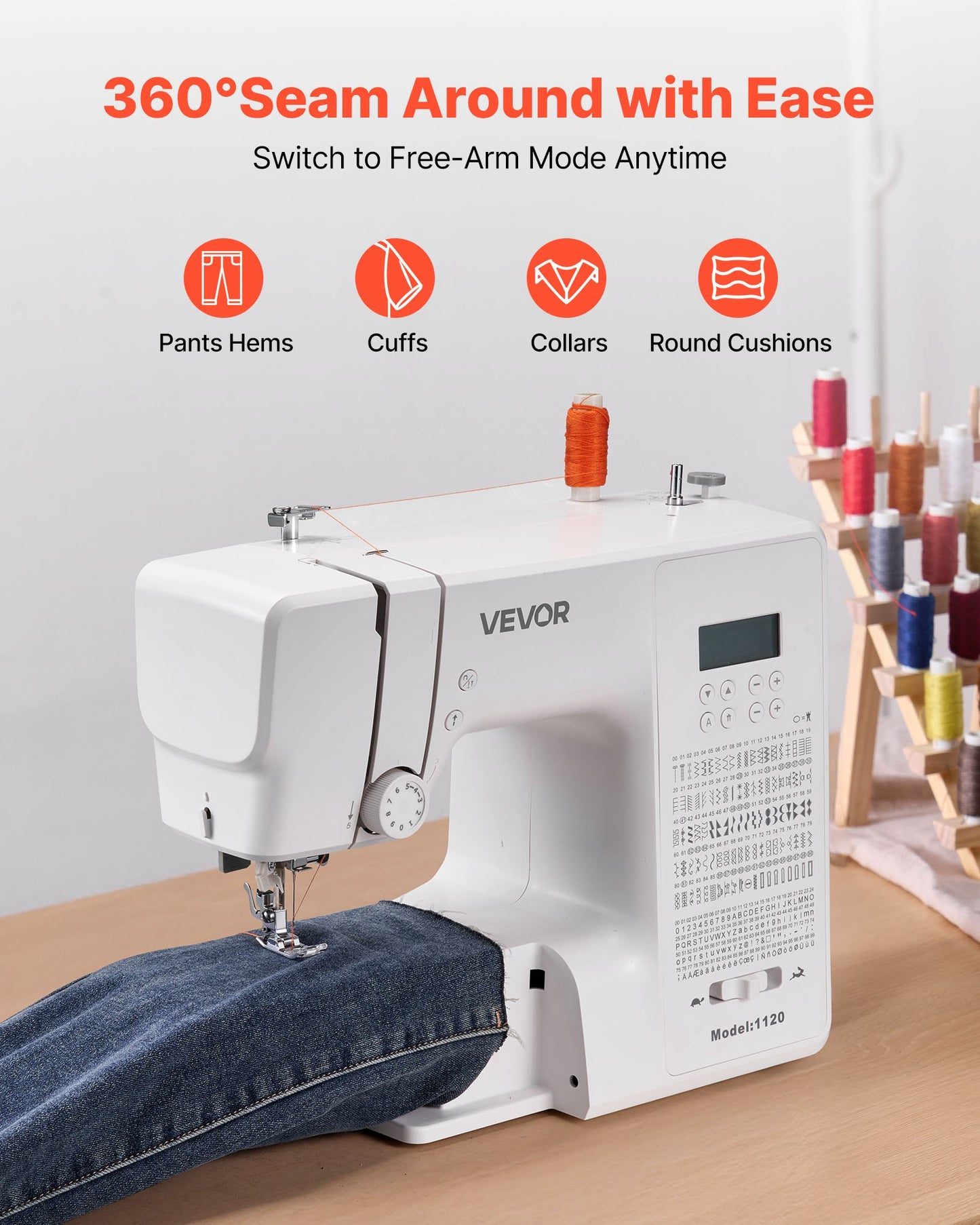 Computerized Sewing Machine, 200 Stitch Applications, with LCD Screen, Foot Pedal and LED Light, Heavy-Duty Metal Frame, Digital Sewing Machine with Powerful Motor for Crafts and Mending