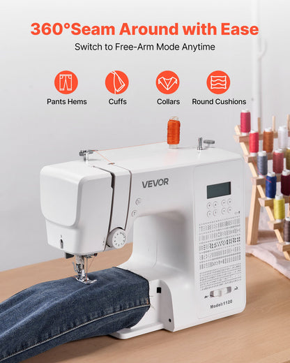 Computerized Sewing Machine, 200 Stitch Applications, with LCD Screen, Foot Pedal and LED Light, Heavy-Duty Metal Frame, Digital Sewing Machine with Powerful Motor for Crafts and Mending