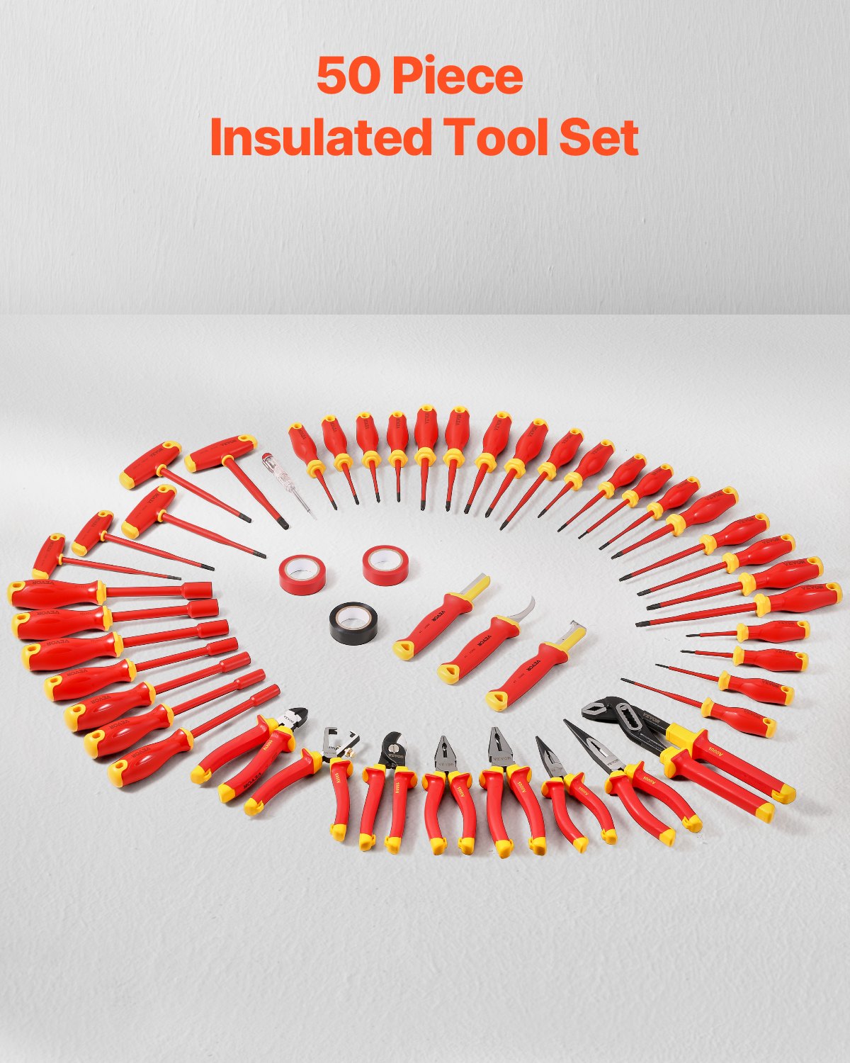 Insulated Screwdriver Set, 50-Piece Professional Electrical Screwdriver Set, 1000V Insulated Electrician Tool, with Magnetic Tips, T-Handle Hex Wrench, Screwdriver, Single-Pole Voltage Tester