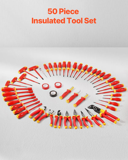 Insulated Screwdriver Set, 50-Piece Professional Electrical Screwdriver Set, 1000V Insulated Electrician Tool, with Magnetic Tips, T-Handle Hex Wrench, Screwdriver, Single-Pole Voltage Tester