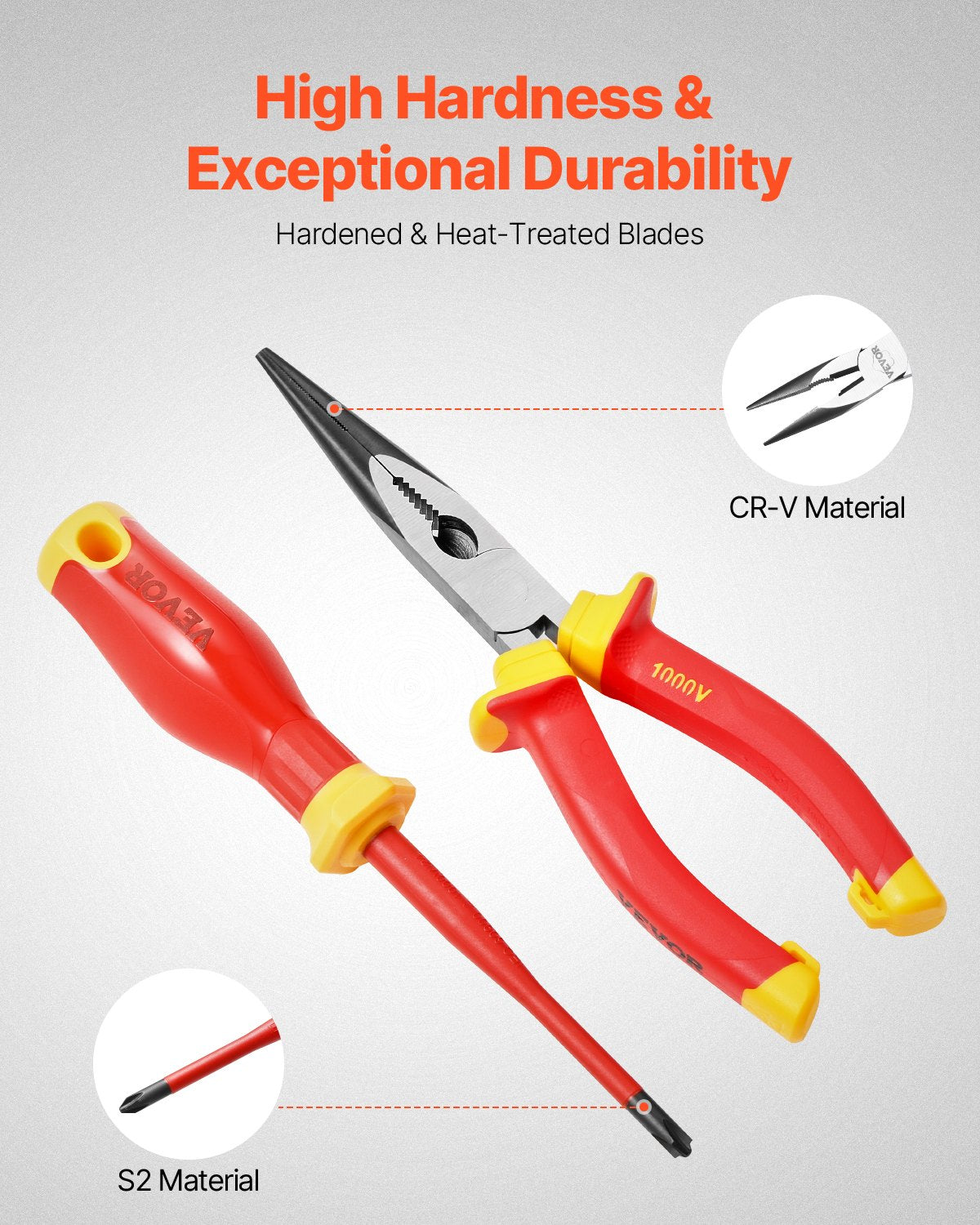 Insulated Screwdriver Set, 50-Piece Professional Electrical Screwdriver Set, 1000V Insulated Electrician Tool, with Magnetic Tips, T-Handle Hex Wrench, Screwdriver, Single-Pole Voltage Tester