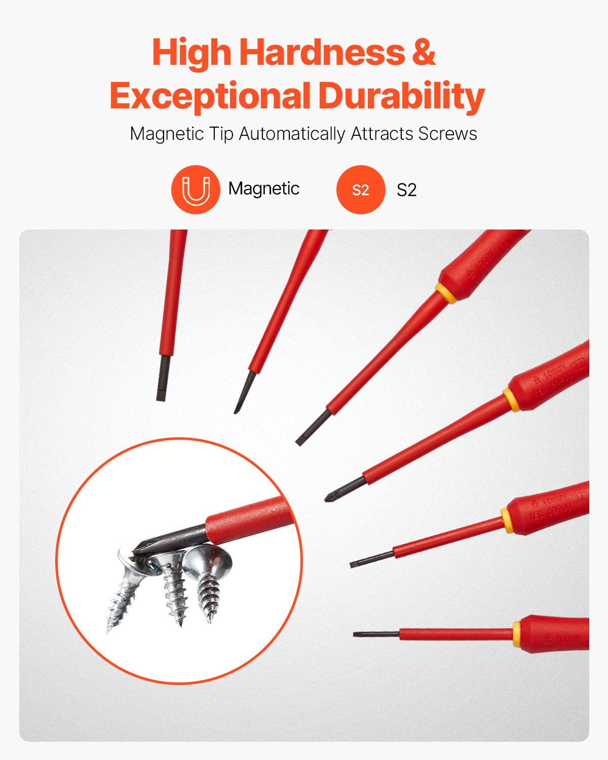 Insulated Screwdriver Set, 6-Piece Professional Electrical Screwdriver Set, 1000V Insulated Electrician Tool Set, with Magnetic Phillips Slotted Tips, 360-Degree Rotating Screwdriver and Bag