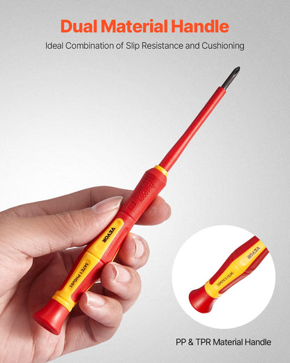Insulated Screwdriver Set, 6-Piece Professional Electrical Screwdriver Set, 1000V Insulated Electrician Tool Set, with Magnetic Phillips Slotted Tips, 360-Degree Rotating Screwdriver and Bag