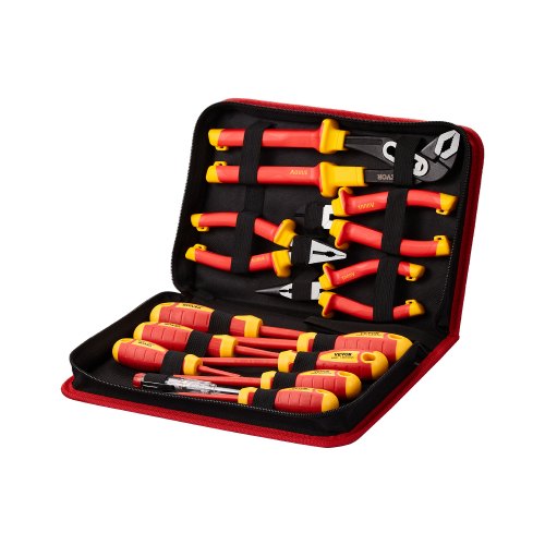 Insulated Screwdriver Set, 12-Piece Professional Electrical Screwdriver Set, 1000V Insulated Electrician Tool Set, with Magnetic Phillips Slotted Tips, Insulated Pliers, and Diagonal Pliers