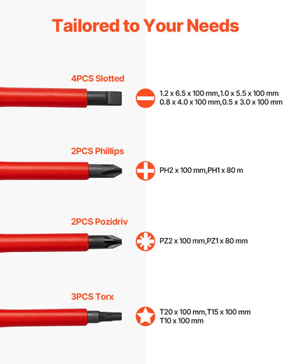 Insulated Screwdriver Set 13-Piece Insulated Tool Set for Electricians 1000V
