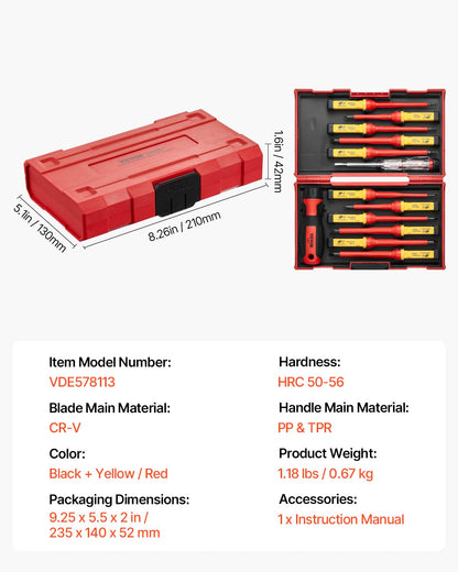 Insulated Screwdriver Set 13-Piece Insulated Tool Set for Electricians 1000V