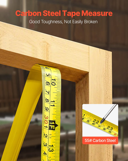 Tape Measure 25 ft Length, Measuring Tape with Retractable, Imperial and Metric ft/m Dual-Scale & ABS Case & Easy Read Steel Measurement Tool, for Outdoor,Decoration