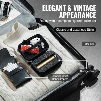 Cigarette Rolling Machine, Solid Brass Cigarette Roller, Manual Tobacco Rolling Machine Fits Up to 70mm Paper, Vintage & Luxurious Gift for Father's Day, Birthday