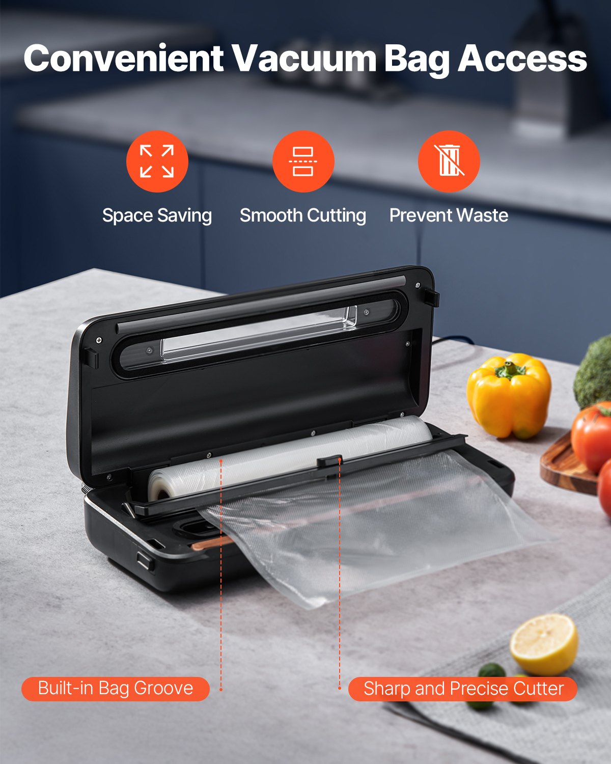 7-in-1 Vacuum Sealer Machine Compact Automatic Food Saver 120W Bags &amp; Roll