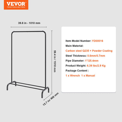 Clothes Rack, Heavy Duty Clothing Garment Rack with Hanging Rod and Bottom Storage Area, Clothing Rack for Bedroom Guest Room