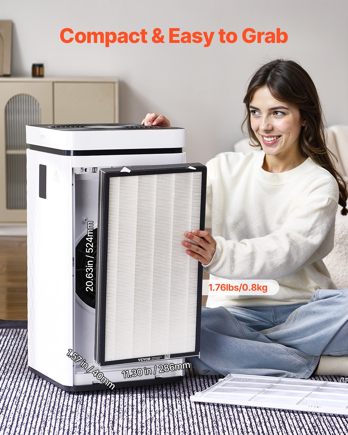 Air Purifier Replacement Filter, H13, 2-in-1 Compact & Lightweight Replacement Filter with Non-Woven Fabric, Easy-to-Install Purifier Filter with Activated Carbon, Fit for Square Purifier