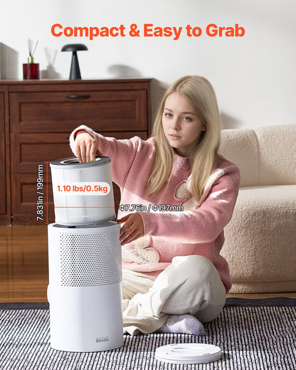 Air Purifier Replacement Filter, H13, 3-in-1 Compact & Lightweight Replacement Filter with PP Pre-Filter, Easy-to-Grab Purifier Filter with Activated Carbon, Fit for Cylindrical Purifier