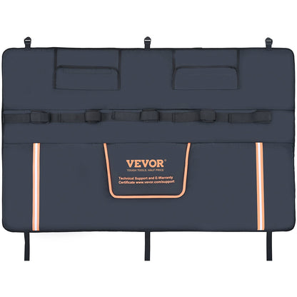 Tailgate bike pad, 53" truck tailgate for 5 mountain bikes, tailgate protector pad with reflective strips and tool pockets, tailgate pad with camera opening for mid-sized pickups