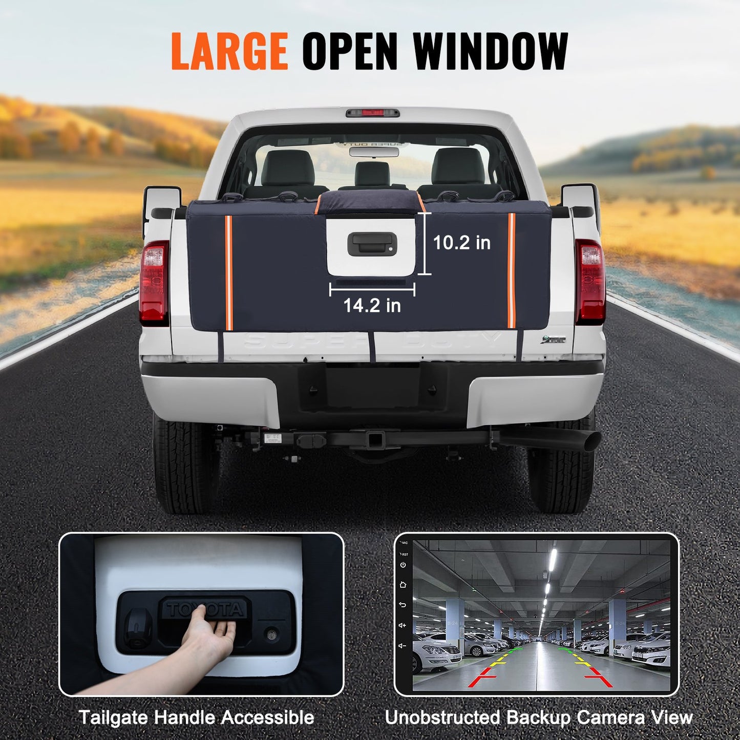 Tailgate Bike Pad, 62" Truck Tailgate Pad Carry 6 Mountain Bikes, Tailgate Protection Pad with Reflective Strips and Tool Pockets, Tailgate Pad with Rear Camera Opening for Pickup Trucks