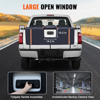 Tailgate Bike Pad, 62" Truck Tailgate Pad Carry 6 Mountain Bikes, Tailgate Protection Pad with Reflective Strips and Tool Pockets, Tailgate Pad with Rear Camera Opening for Pickup Trucks