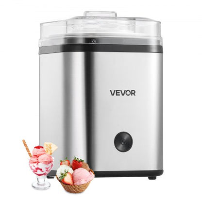Ice Cream Maker, 2.11 Qt. Large Capacity, Electric Automatic Ice-Cream Machine, with Easy Operation & Cleaning, Stainless Steel Shell, for Homemade Frozen Yogurt, Fruit Sorbet, Gelato, Silver