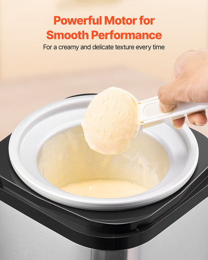 Ice Cream Maker, 2.11 Qt. Large Capacity, Electric Automatic Ice-Cream Machine, with Easy Operation & Cleaning, Stainless Steel Shell, for Homemade Frozen Yogurt, Fruit Sorbet, Gelato, Silver