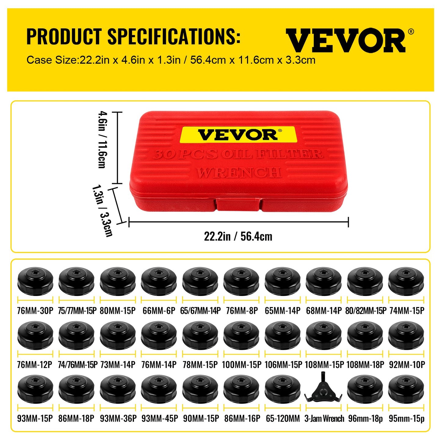 Oil Filter Socket Set, 30 Pcs Oil Filter Wrench Set, Sturdy Steel Oil Filter Socket, 3/8\" Oil Filter Socket, Low Profile Oil Filter Socket Set For Easy Access, Oil Filter Wrench Cap Set with Ca