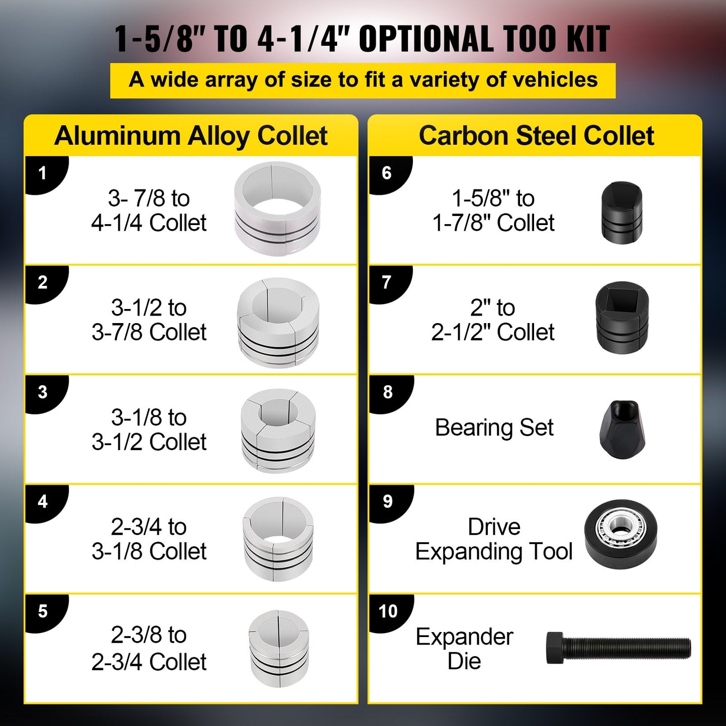 Pipe Stretcher Kit, Exhaust Pipe Stretcher Kit 1-5/8\" to 4-1/4\", Exhaust Pipe Expander Kit for Tail Pipe Tube, Exhaust Pipe Expander Tool with Storing Case, 7 Pcs Pipe Expander, Exhaust Stretc