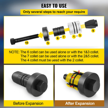 Pipe Stretcher Kit, Exhaust Pipe Stretcher Kit 1-5/8\" to 4-1/4\", Exhaust Pipe Expander Kit for Tail Pipe Tube, Exhaust Pipe Expander Tool with Storing Case, 7 Pcs Pipe Expander, Exhaust Stretc