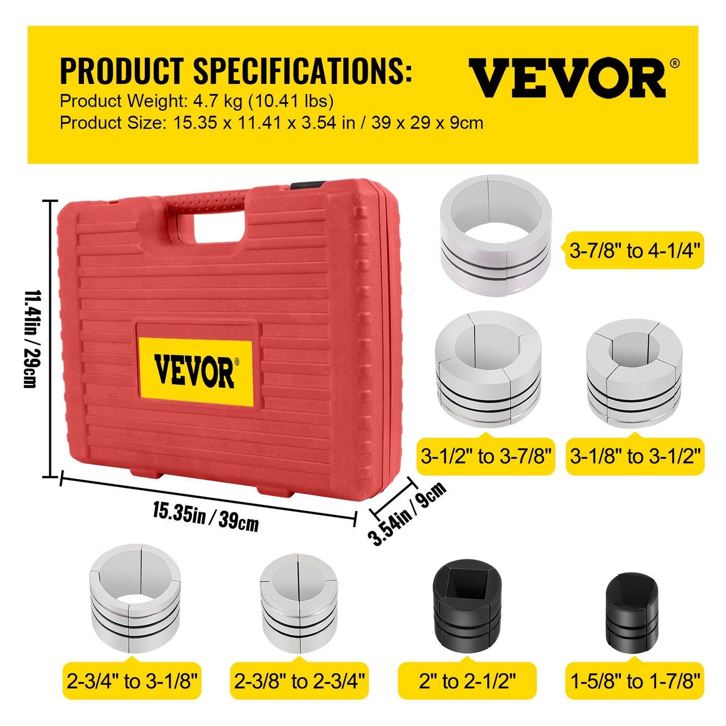 Pipe Stretcher Kit, Exhaust Pipe Stretcher Kit 1-5/8\" to 4-1/4\", Exhaust Pipe Expander Kit for Tail Pipe Tube, Exhaust Pipe Expander Tool with Storing Case, 7 Pcs Pipe Expander, Exhaust Stretc
