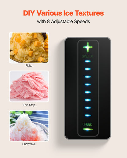 Snowflake Ice Machine, 44LBS/24H Snowflake Ice Maker, Ice-Shaver Machine with Stainless Steel Blade, Electric Snow Cone Maker with 0.2 Gal Tank, 60S Fast Pre-Cooling, for Home & Small Gatherings