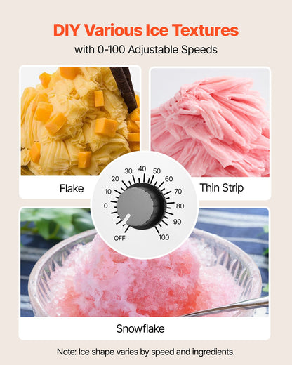 Snowflake Ice Machine, 88LBS/24H Snowflake Ice Maker, Ice-Shaver Machine with Stainless Steel Blade, Electric Snow Cone Maker with 0.48 Gal Tank, 90S Fast Pre-Cooling, for Home & Small Gathering