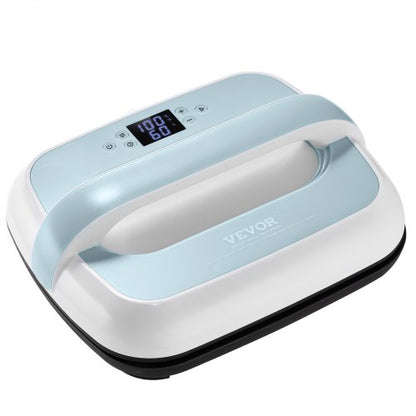 Heat Press Machine, 12 x 10 inches Portable Heat Press, Dual-Tube Even Heating, Heat Transfer Machine with Precise Temp Control and Auto-Off, Sublimation Machine for T-shirts/Bags, Blue+White