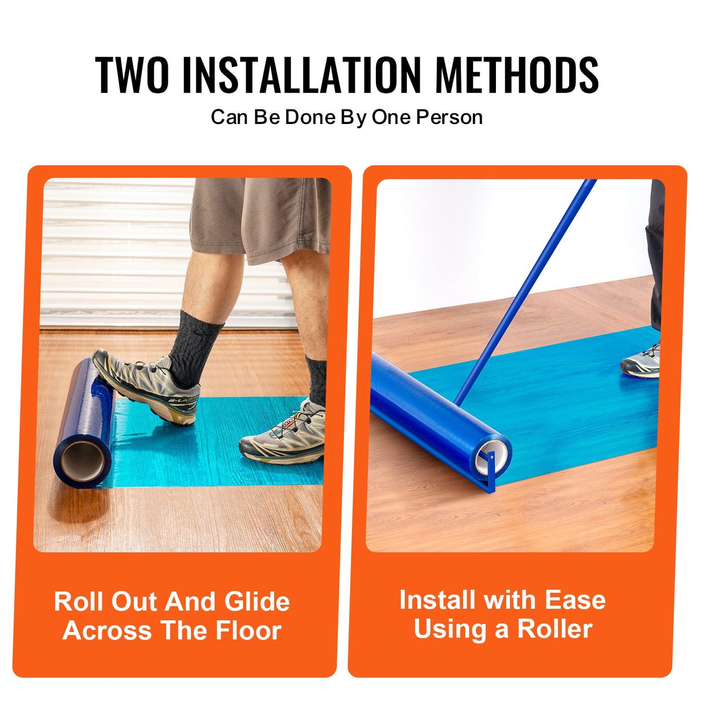 Bodenschutzfolie 24" x 200" Selbstklebender Auto-Mattenschutz PE Blau