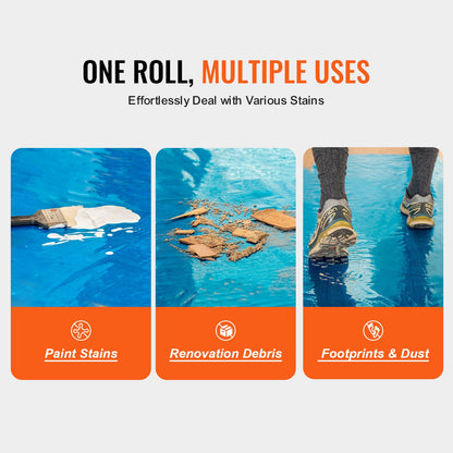 Bodenschutzfolie 24" x 200" Selbstklebender Auto-Mattenschutz PE Blau