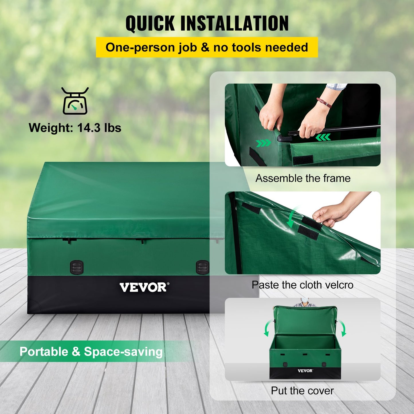 Outdoor Storage Box Patio Deck Box 150 Gallon Waterproof PE Tarpaulin