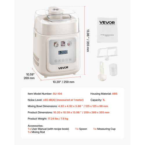 1 liter automatic ice cream maker with built-in compressor, no pre-freezing