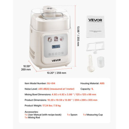 1 liter automatic ice cream maker with built-in compressor, no pre-freezing