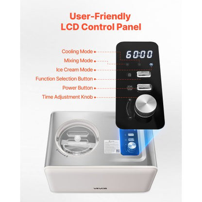 2-liter automatic ice cream maker with built-in compressor, no pre-freezing | EU