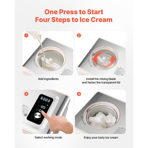 2-liter automatic ice cream maker with built-in compressor, no pre-freezing | EU