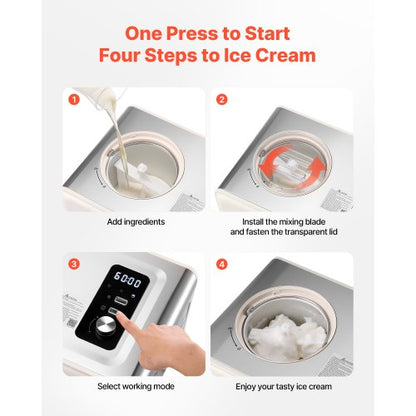 2-liter automatic ice cream maker with built-in compressor, no pre-freezing | EU