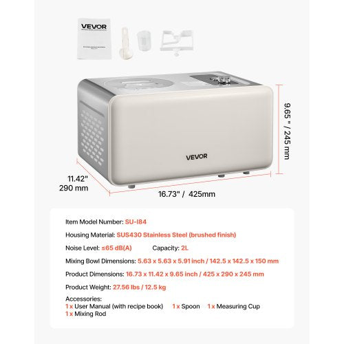 2-liter automatic ice cream maker with built-in compressor, no pre-freezing | EU