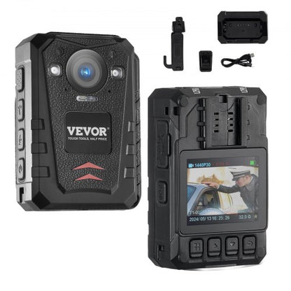 1440P HD Police Body Camera, 128GB Body Cam with Audio Video Recording Picture, Built-in 3500 mAh Battery, 2.0" LCD, Infrared Night Vision, Waterproof GPS Personal Body Cam for Law Enforcement