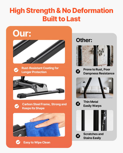 Bike Rack, Fits 20 to 29 Inch Mountain & Road Bikes, Alloy Steel Rust-Resistant Bike Floor Stand Rack, Foldable Bicycle Stand for Entryway, Garage, Home Bikes Parking & Storage, 1 Pack, Black