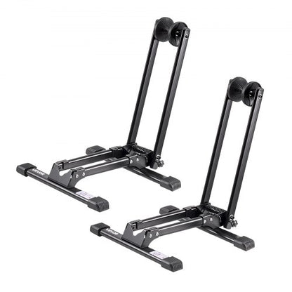 Bike Racks 2 Pack, Fits 20 to 29 Inch Mountain & Road Bikes, Alloy Steel Rust-Resistant Bike Floor Stand Rack, Foldable Bicycle Stand for Entryway, Garage, Home Bikes Parking & Storage, Black